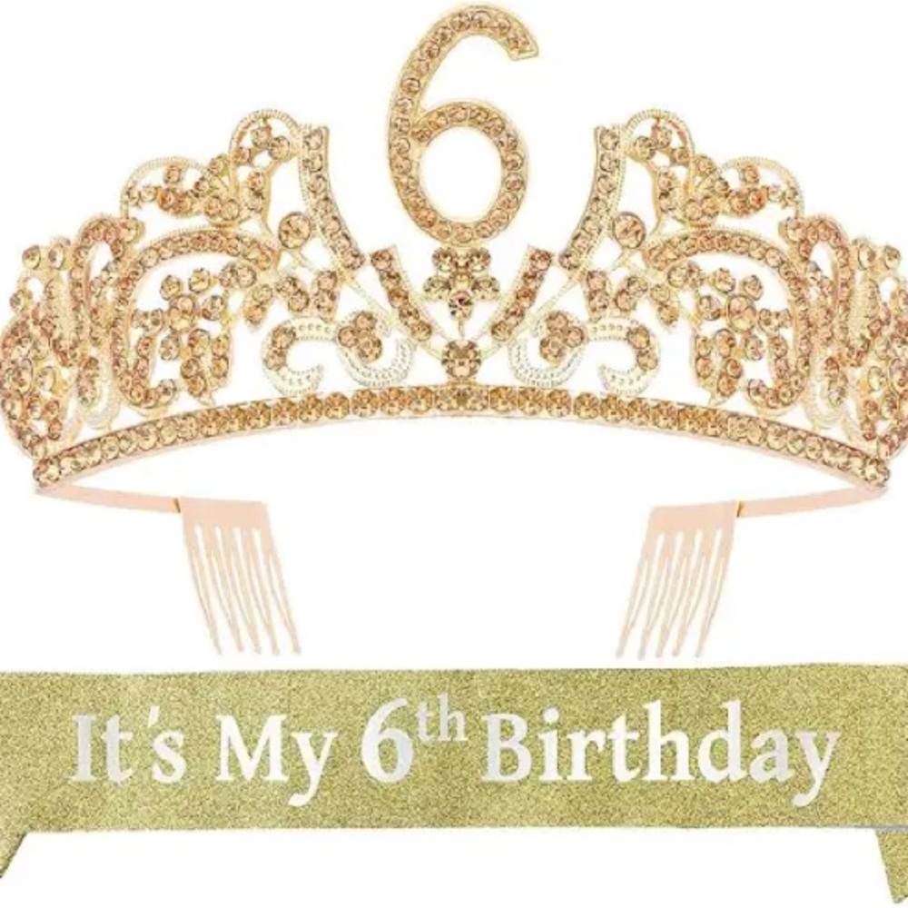 Gold Birthday Tiara for 6th Birthday